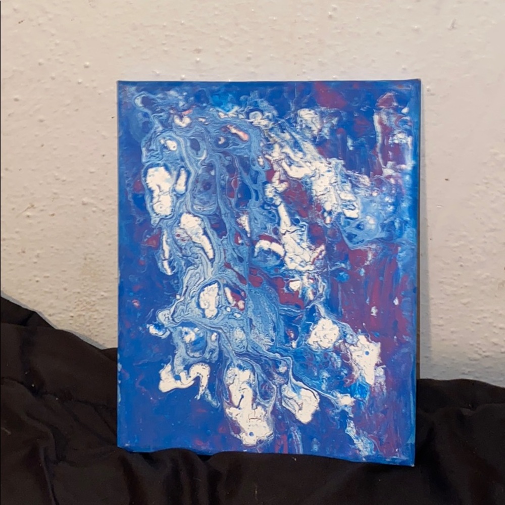 Blue purple and white swirl paining